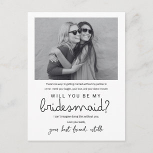 Moderne Minimalistische Script Bruidsmeisje Fotoka Briefkaart