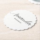 Moderne Minimalistische Script Bruidsmeisje Kartonnen Onderzetters (Gekanteld)