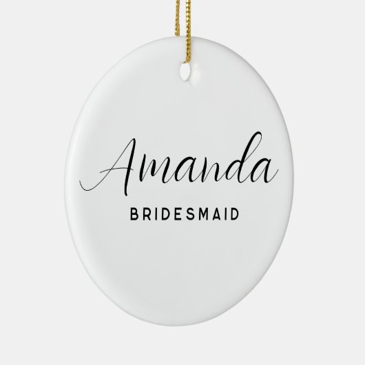 Moderne Minimalistische Script Bruidsmeisje Keramisch Ornament (Rechts)