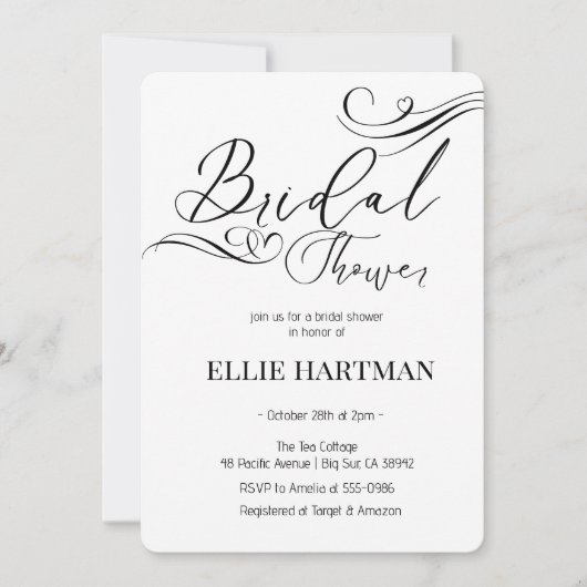 Moderne Minimalistische Script Bruidsuitnodiging Kaart (Voorkant)