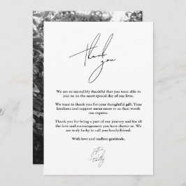 Moderne minimalistische script bruiloft bedankkaar kaart