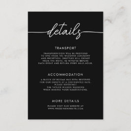 Moderne minimalistische script bruiloft details informatiekaartje