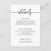 Moderne minimalistische script bruiloft details informatiekaartje (Voorkant)