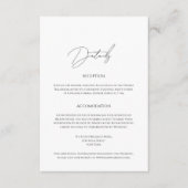 Moderne minimalistische script bruiloft details informatiekaartje (Voorkant)