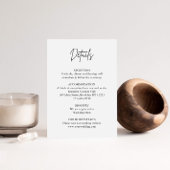 Moderne minimalistische script bruiloft details Ka Informatiekaartje