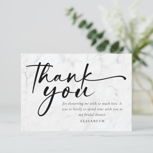 Moderne Minimalistische Script Bruiloft Feest Bedankkaart (Staand voorkant)