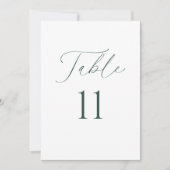 Moderne Minimalistische Script Bruiloft Tafel Numm Kaart (Voorkant)