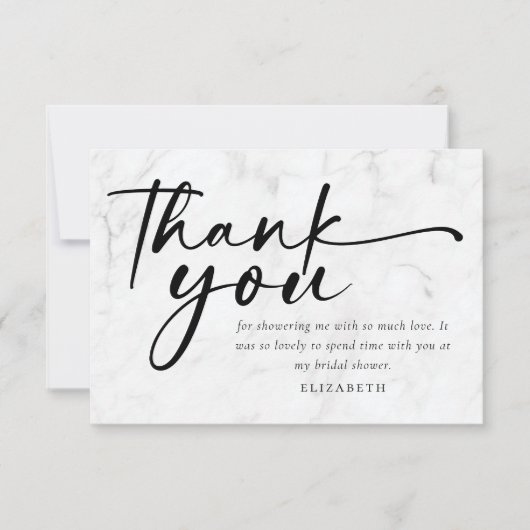 Moderne Minimalistische Script Bruiloftsshowers Bedankkaart (Voorkant)