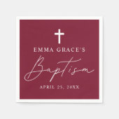 Moderne Minimalistische Script Burgundy Doop Servet (Voorkant)