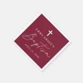 Moderne Minimalistische Script Burgundy Doop Servet (Hoek)