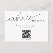 Moderne minimalistische script Capture The Love QR Informatiekaartje (Voorkant)