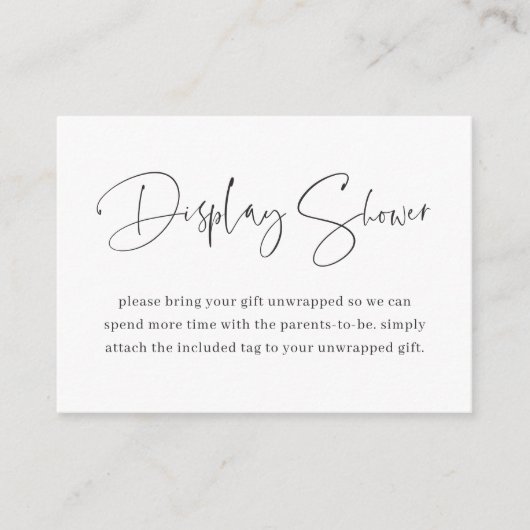 Moderne minimalistische Script Display Douche Informatiekaartje (Voorkant)