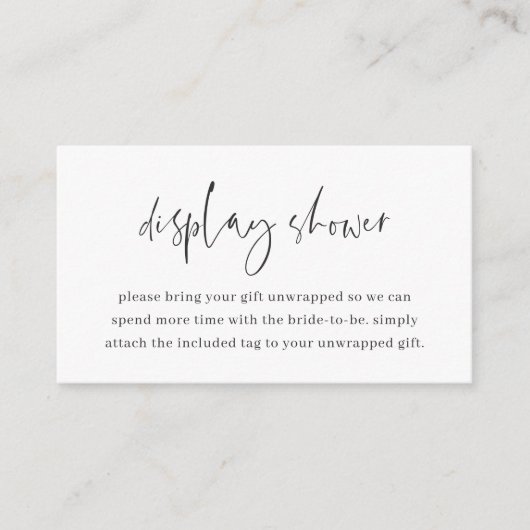 Moderne minimalistische Script Display Douche Informatiekaartje (Voorkant)