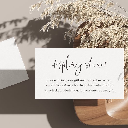 Moderne minimalistische Script Display Douche Informatiekaartje