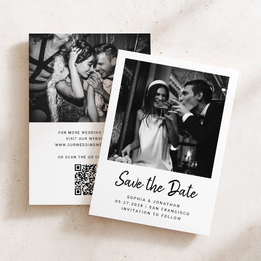 Moderne Minimalistische Script en Twee Foto's | Tr Save The Date