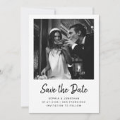 Moderne Minimalistische Script en Twee Foto's | Tr Save The Date (Voorkant)