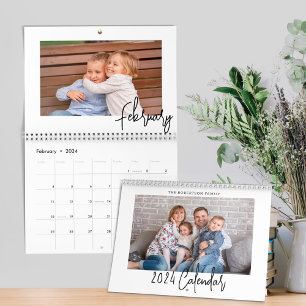Moderne minimalistische script familie foto's 2024 kalender