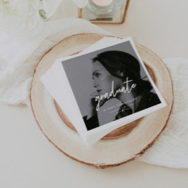 Moderne Minimalistische Script Foto Afstudeerfeest Servet