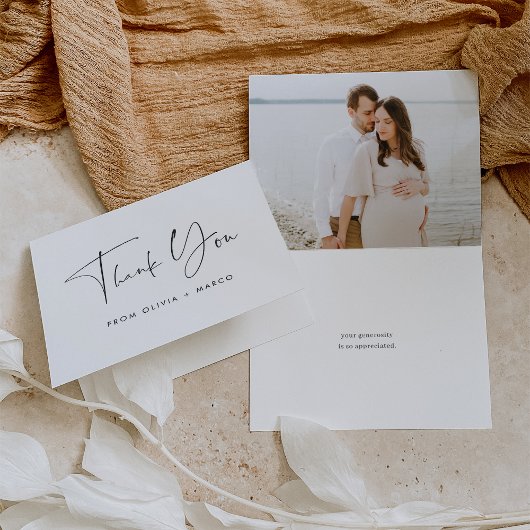 Moderne minimalistische script foto bedankkaart