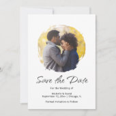 Moderne minimalistische script foto Boho bruiloft Save The Date (Voorkant)