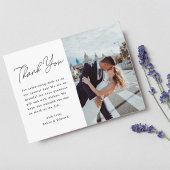 Moderne Minimalistische Script Foto Bruiloft Bedan Briefkaart