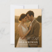 Moderne Minimalistische Script Foto Bruiloft Save The Date (Voorkant)