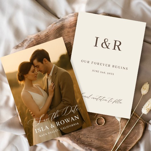 Moderne Minimalistische Script Foto Bruiloft Save The Date