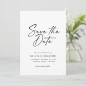 Moderne Minimalistische Script Foto Eenvoudige bru Save The Date (Staand voorkant)