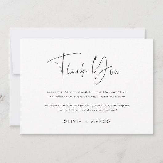 Moderne Minimalistische Script Foto Flat Bedankkaart (Voorkant)
