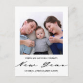 Moderne Minimalistische Script Foto Nieuwjaar Feestdagenkaart (Voorkant)