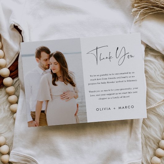 Moderne minimalistische script foto plat bedankkaart