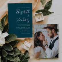 Moderne Minimalistische Script Foto Turquoise Blau