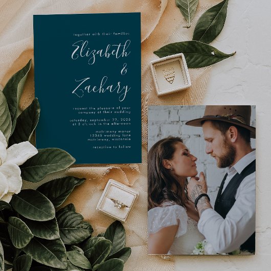 Moderne Minimalistische Script Foto Turquoise Blau Kaart