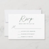Moderne Minimalistische Script Groene Trouw RSVP Kaartje (Voorkant)