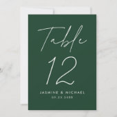 Moderne Minimalistische Script Groene Trouwtafelka (Voorkant)