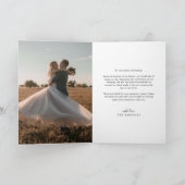 Moderne minimalistische script hart trouwfoto bedankkaart (Binnen)