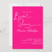 Moderne Minimalistische Script Helder Roze Bruidsf Kaart (Voorkant)