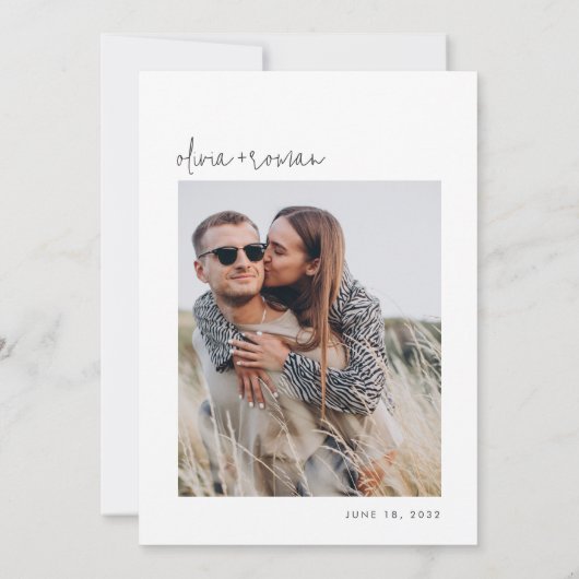 Moderne minimalistische script koppels douche foto kaart (Achterkant)