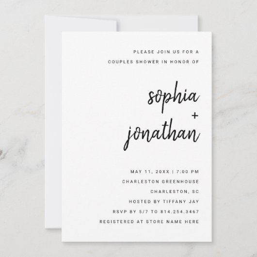 Moderne Minimalistische Script | Koppels Shower Kaart (Voorkant)