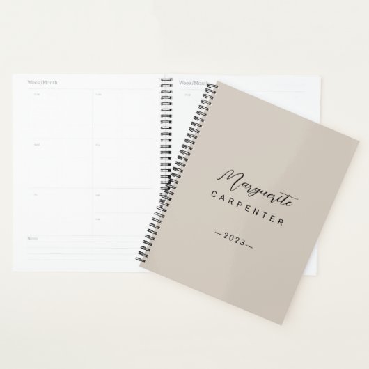 Moderne Minimalistische Script Licht Taupe 2023 Planner (Display)