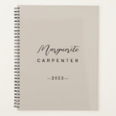 Moderne Minimalistische Script Licht Taupe 2023 Planner (Voorkant)