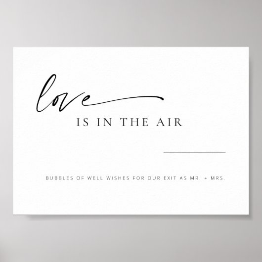 Moderne, minimalistische Script Love in Air Weddin Poster (Voorkant)