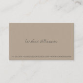 Moderne Minimalistische Script Naam Foto Taupe Aan Visitekaartje (Voorkant)