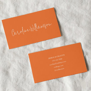 Moderne Minimalistische Script Naam Oranje Uniek Visitekaartje