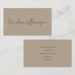 Moderne Minimalistische Script Naam Taupe Bruin Un Visitekaartje