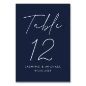 Moderne Minimalistische Script Navy Trouwdag Kaart (Voorkant)