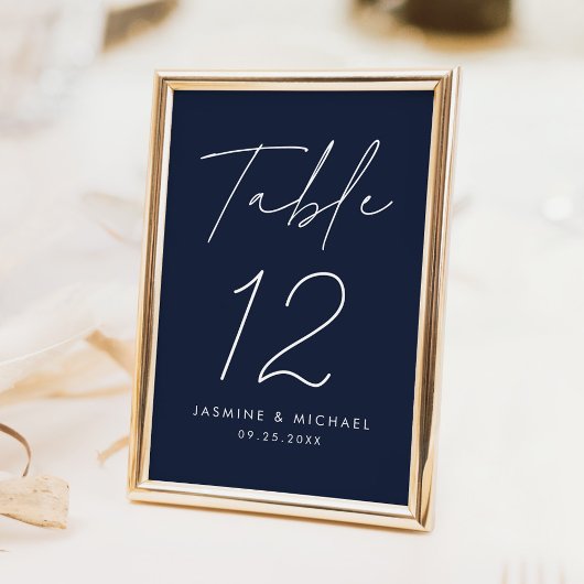 Moderne Minimalistische Script Navy Trouwdag Kaart