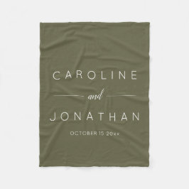 Moderne Minimalistische Script Olive Moss Huwelijk Fleece Deken