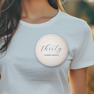 Moderne Minimalistische Script Parel Mijlpaal Verj Ronde Button 7,6 Cm