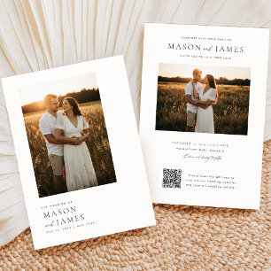 Moderne Minimalistische Script QR Code Foto Budget Kaart